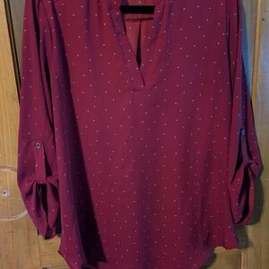 Burgundy Polka Dot Women's Top